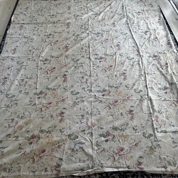 Vintage Ralph Lauren Francesca Queen Flat Sheet Set of 2 Ruffle Sham Tan Floral - Picture 7 of 16